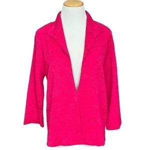 Misook Punchy Pink Textured 3/4 Sleeve Knit Blazer XS